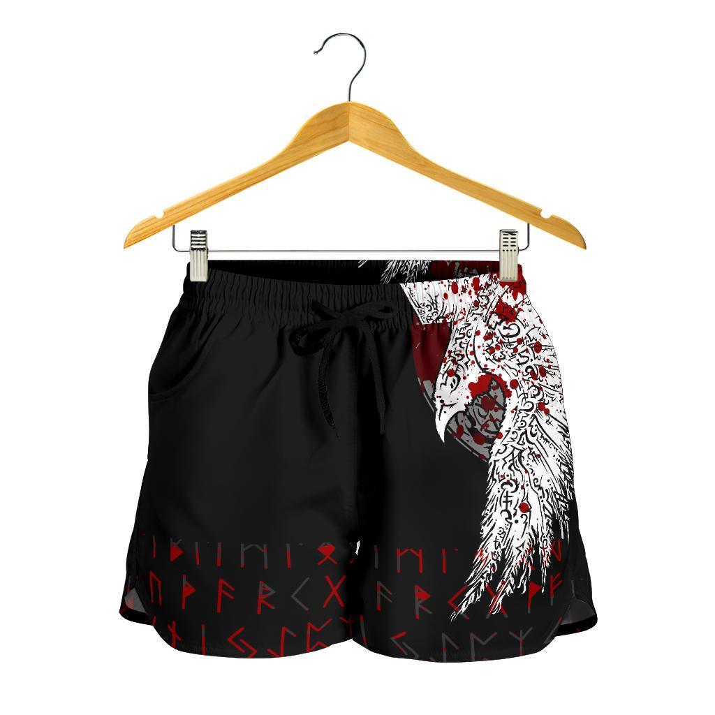 viking-womens-shorts-mystical-raven-tattoo-blood