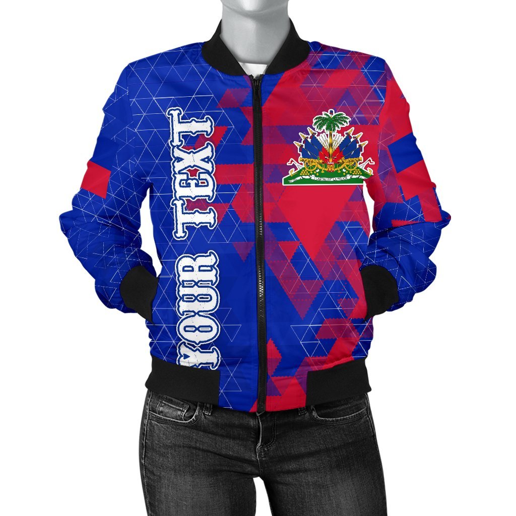 haiti-personalised-womens-bomber-jacket-national-flag-polygon-style