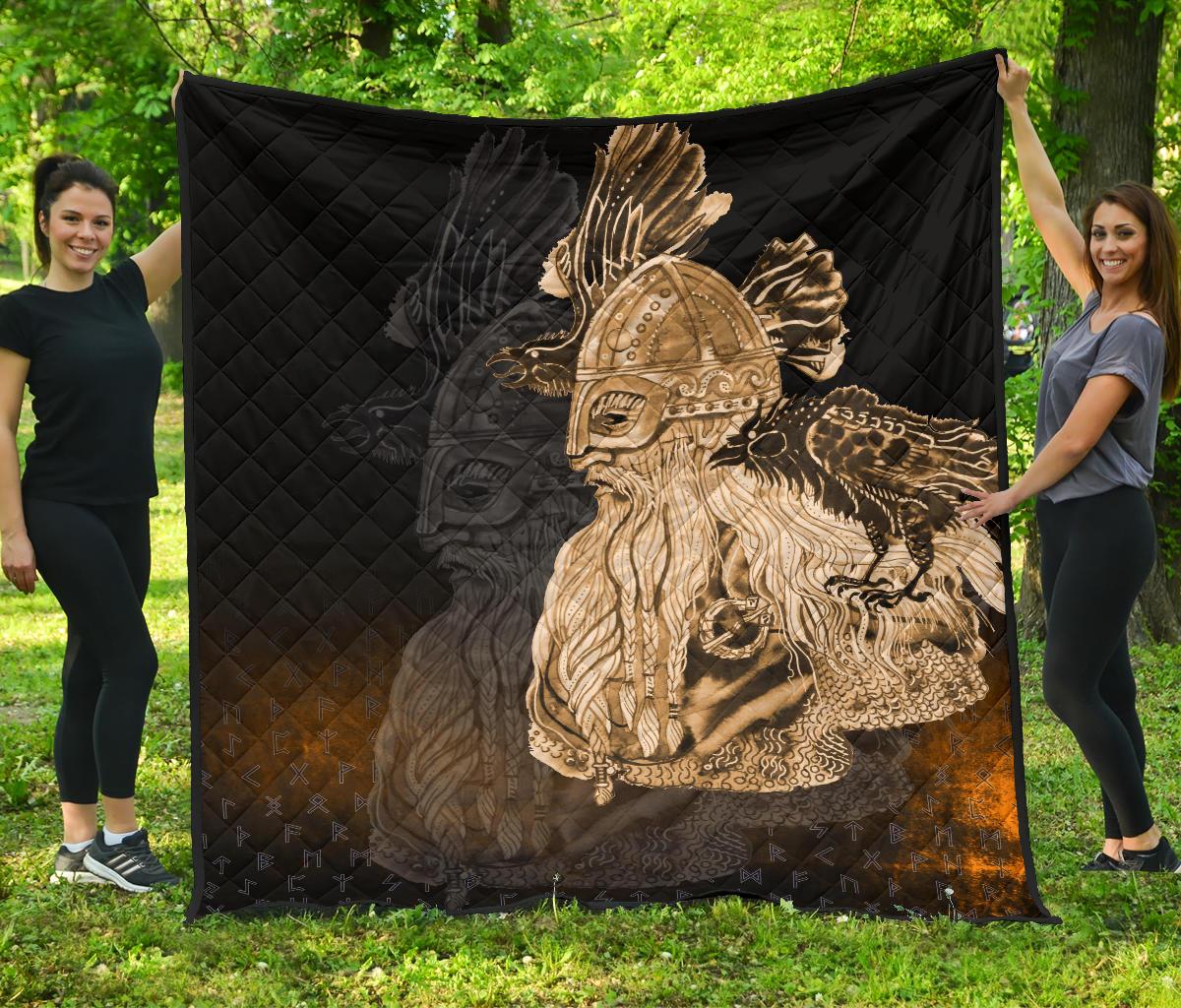 Viking Premium Quilt - Odin Raven Viking Gold RLT12 - Wonder Print Shop
