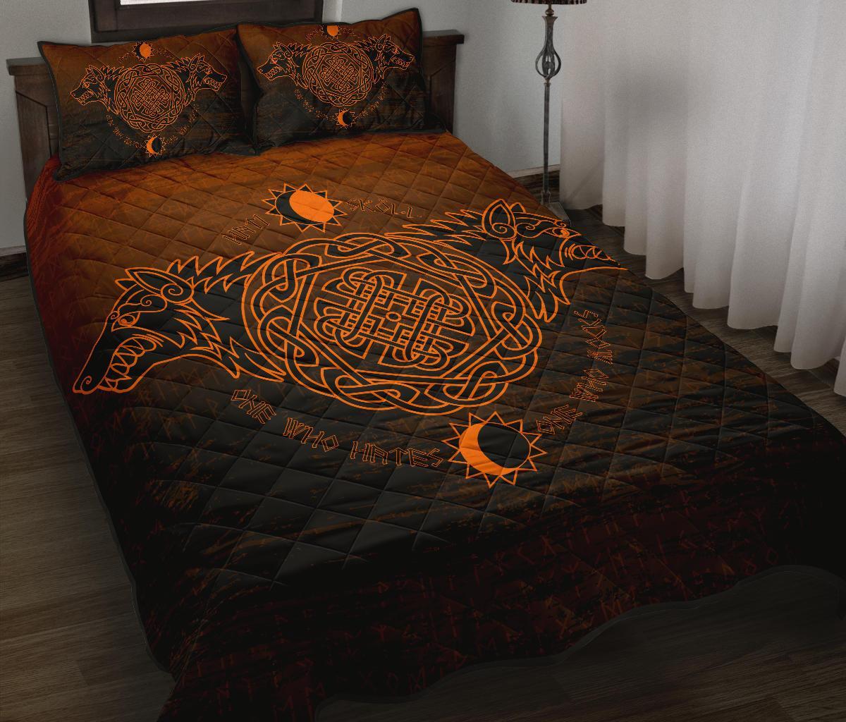 Viking Quilt Bed Set, Skoll and Hati Orange RLT12 - Wonder Print Shop