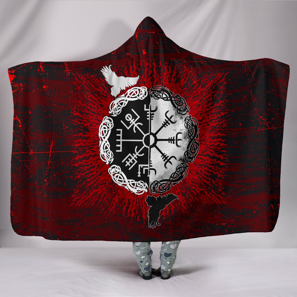 viking-hooded-blanket-raven-of-odin-and-symbol-viking-on-blood-background