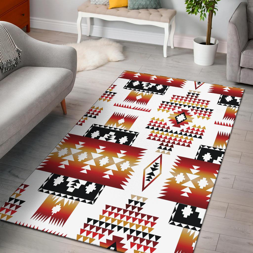 White Native Tribes Pattern Native American Area Rug LT10 - Wonder Print Shop