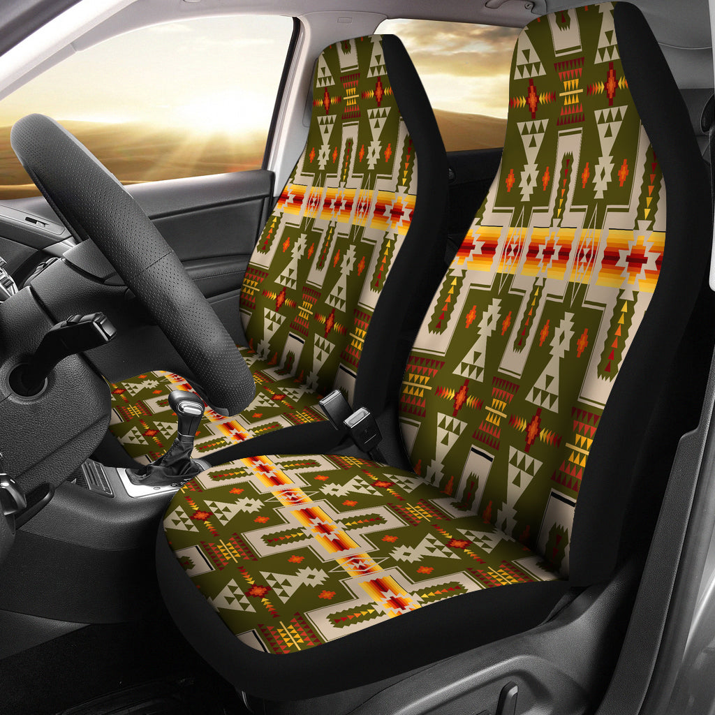 Dark Green Tribe Design Native American Car Seat Covers LT10 - Wonder Print Shop