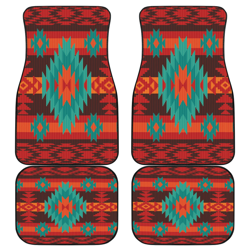 Native American Red Geometric Pattern Front and Back Car Mats Set Of 4 LT10 - Wonder Print Shop