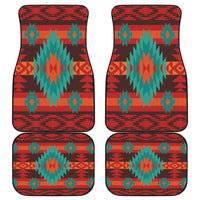 Native American Red Geometric Pattern Front and Back Car Mats Set Of 4 LT10 - Wonder Print Shop