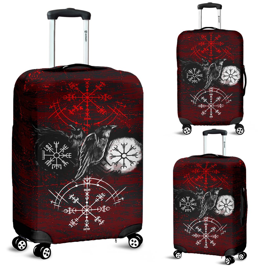 Viking Luggage Covers Raven Of Odin and Symbol Viking On Blood Background RLT12 - Wonder Print Shop