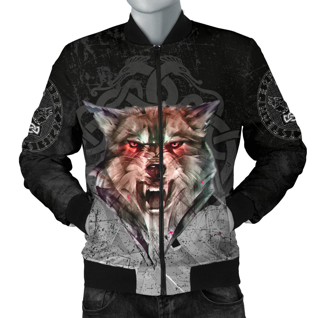 Viking Men's Bomber Jacket - Fenrir Norse Wolf RLT12 - Wonder Print Shop
