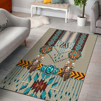 Turquoise Blue Pattern Breastplate Native American Area Rug GB NAT00069 RUG01 LT10 - Wonder Print Shop