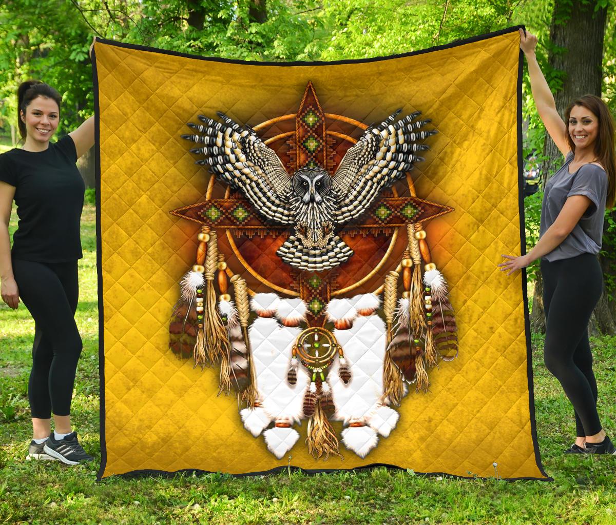 Owl Yellow Native American Premium Quilt LT10 - Wonder Print Shop
