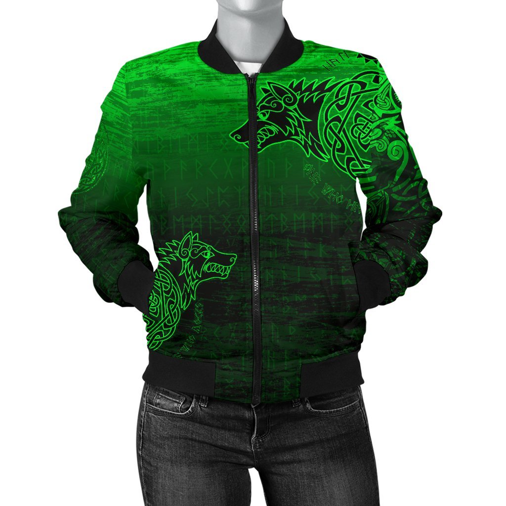 Viking Women's Bomber Jacket, Skoll and Hati RLT12 - Wonder Print Shop