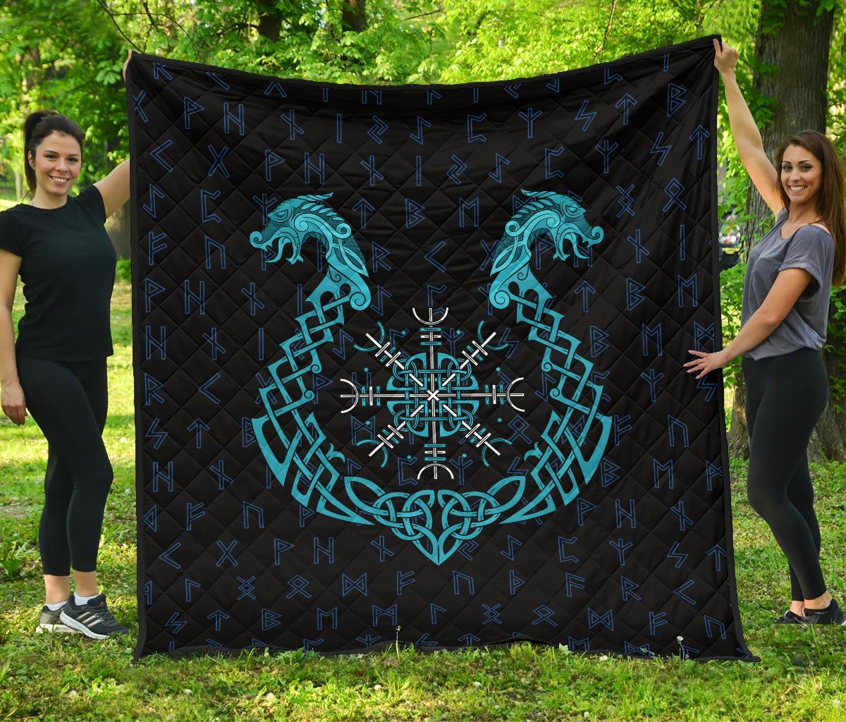 Viking Premium Quilt, Aegishjalmur Helm Of Awe Blue Edition RLT12 - Wonder Print Shop