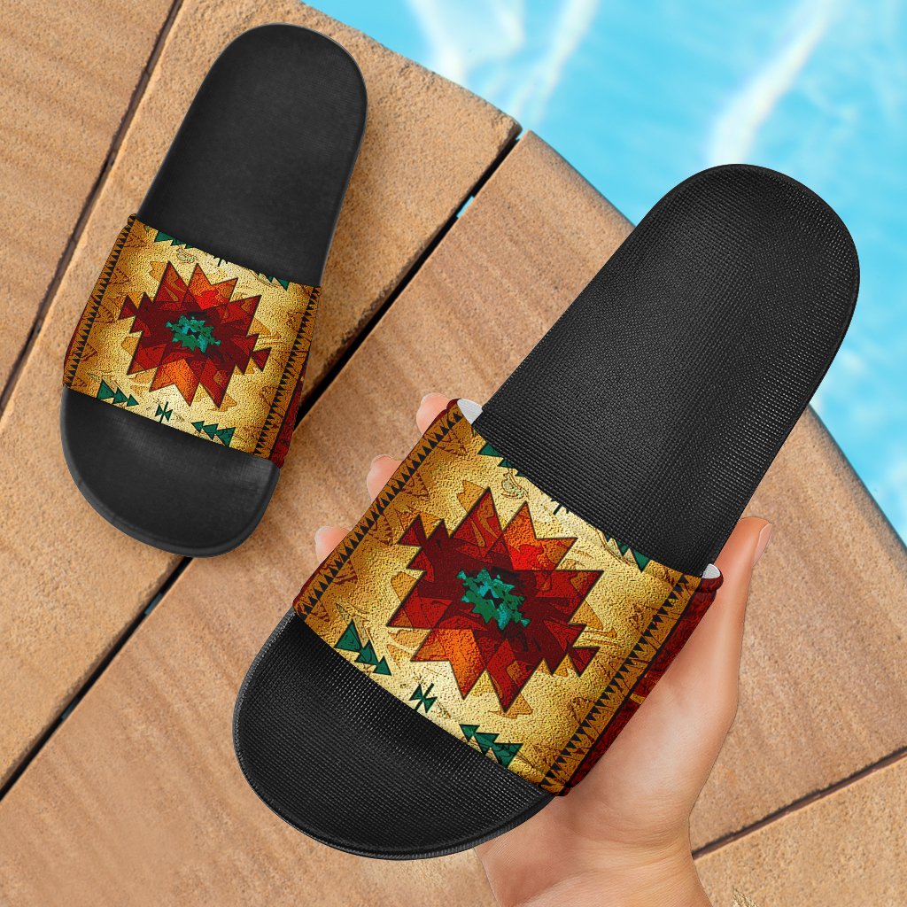 southwest-brown-symbol-native-american-slide-sandals