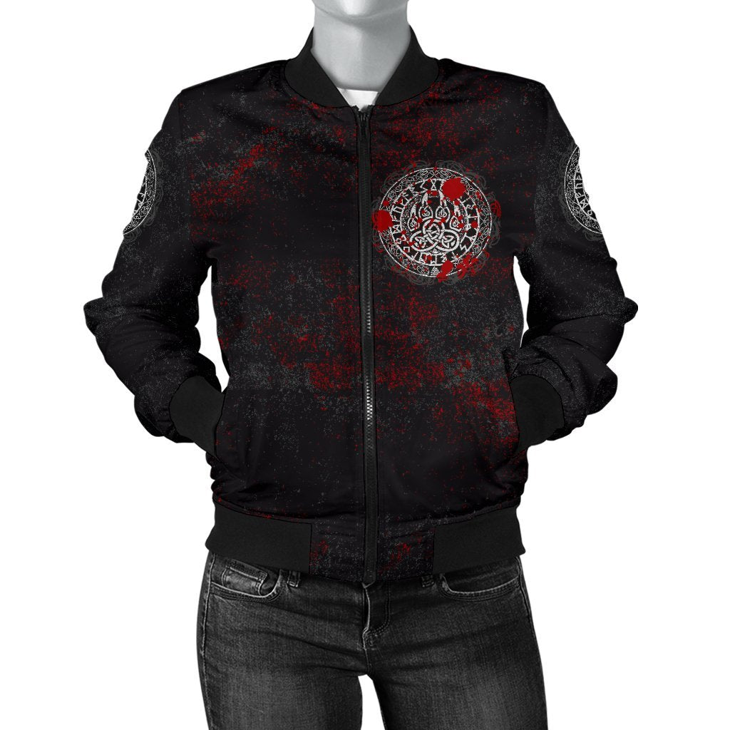 Viking Women's Bomber Jacket - Viking Bear Claws Blood Tattoo RLT12 - Wonder Print Shop