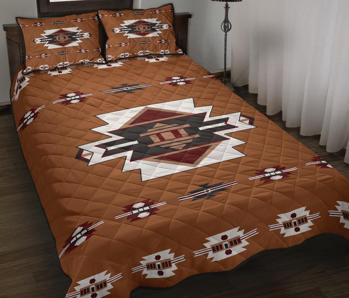 Brown Pattern Native American Quilt Bed Set LT10 - Wonder Print Shop