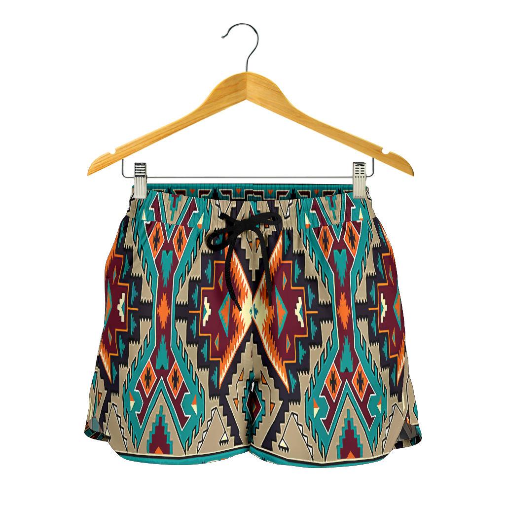 native-american-tribe-blue-pattern-all-over-print-women-shorts