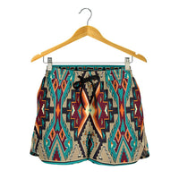 native-american-tribe-blue-pattern-all-over-print-women-shorts