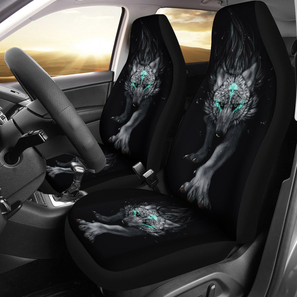 Native American Gray Wolf Native Car Seat Covers - Wonder Print Shop