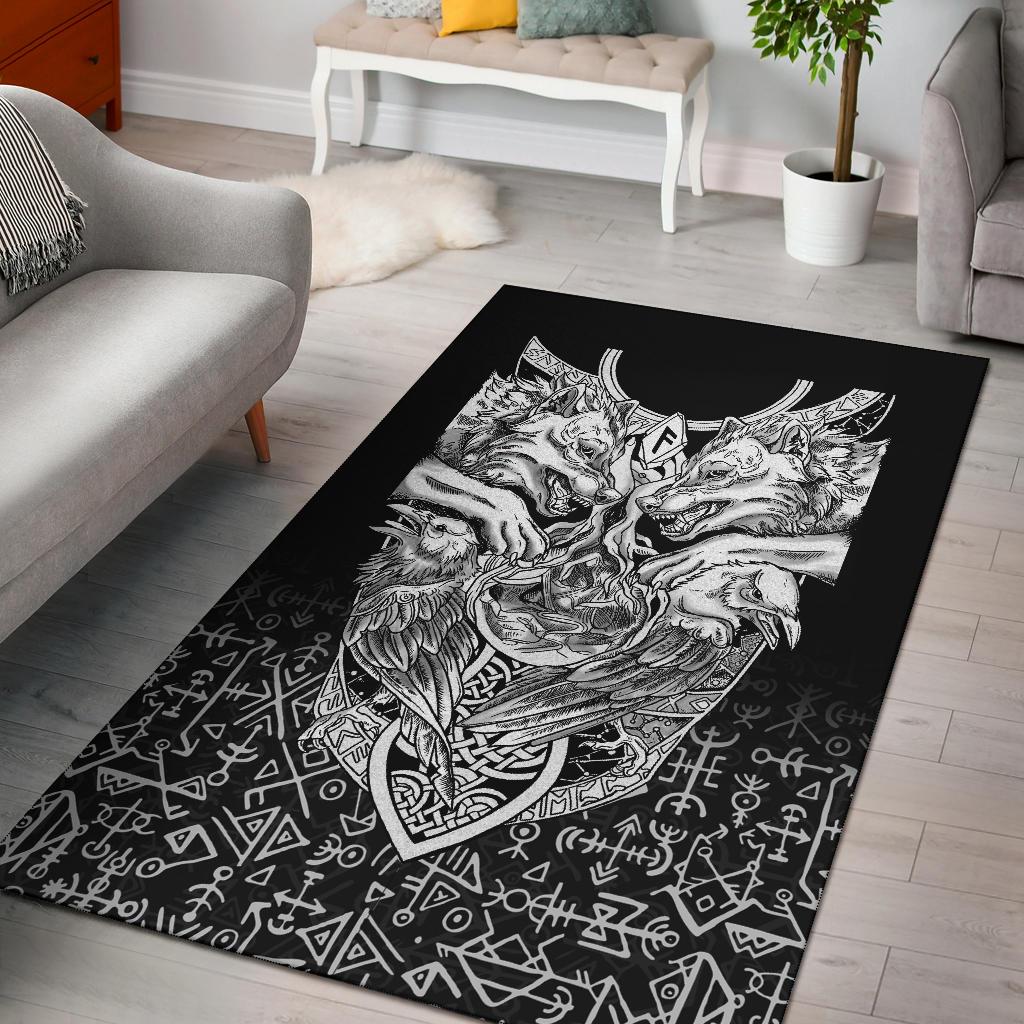 Viking Area Rug Wolf and Raven Special RLT12 - Wonder Print Shop