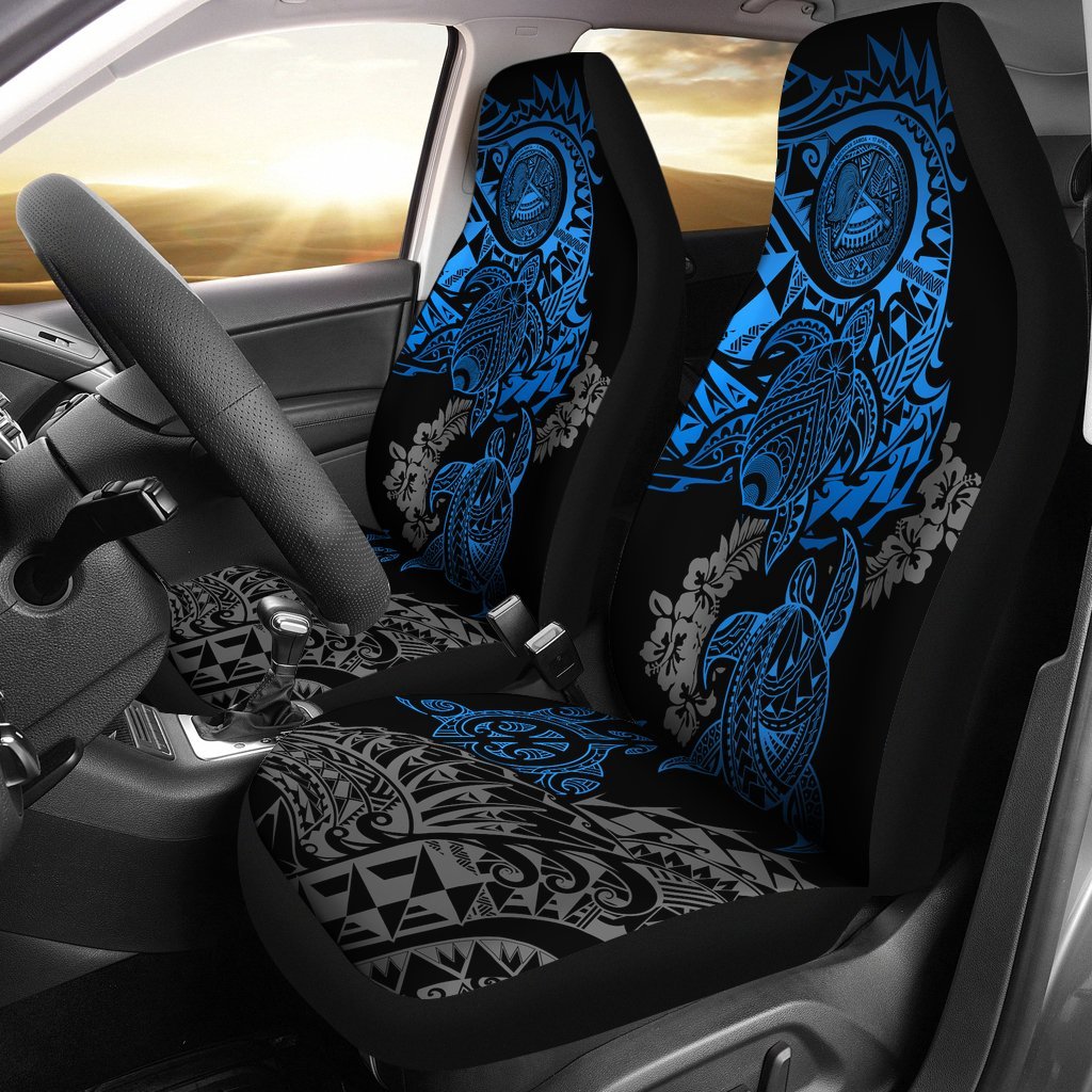 american-samoa-car-seat-covers-american-samoa-seal-blue-turtle-gray-hibiscus-flowing