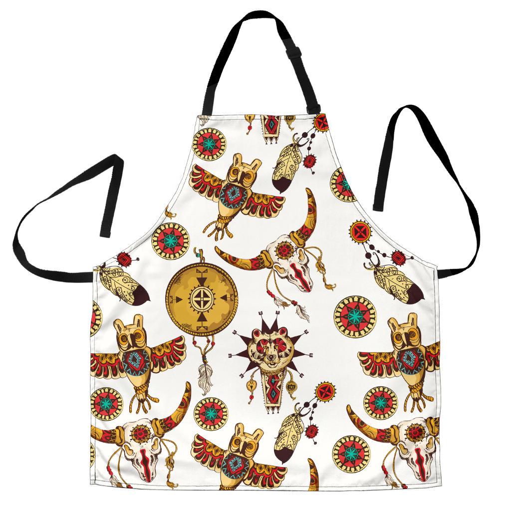 bison-owl-feather-native-american-apron