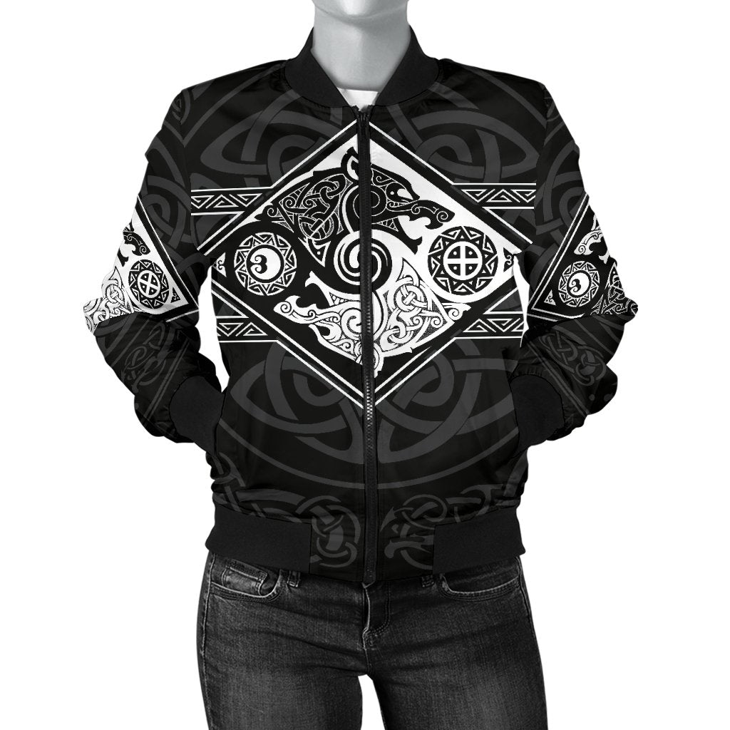 Vikings Women's Bomber Jacket The Wolves, Skoll and Hati RLT12 - Wonder Print Shop