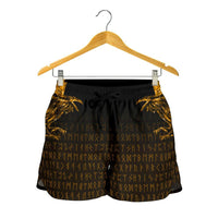 viking-womens-shorts-the-raven-of-odin-rune-gold