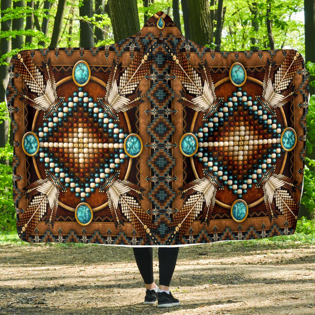 native-american-mandala-pattern-brown-hooded-blanket