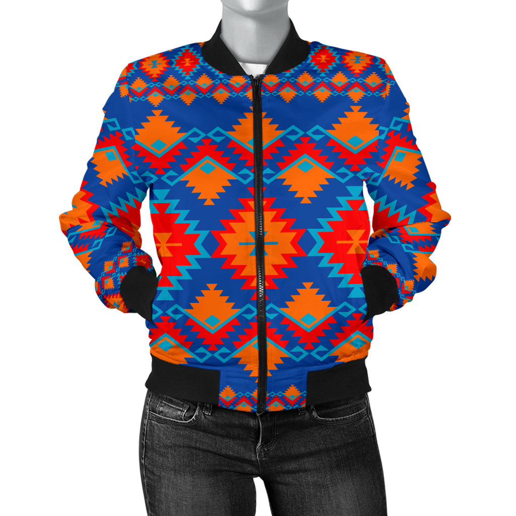 Red and Yellow Geometric Women's Bomber Jacket LT10 - Wonder Print Shop