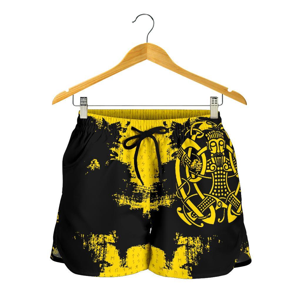 viking-womens-shorts-loki-bound-triskele-rune-gold