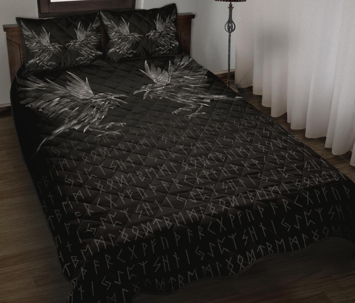 Viking Quilt Bed Set - Odin Huginn and Muninn Rune RLT12 - Wonder Print Shop