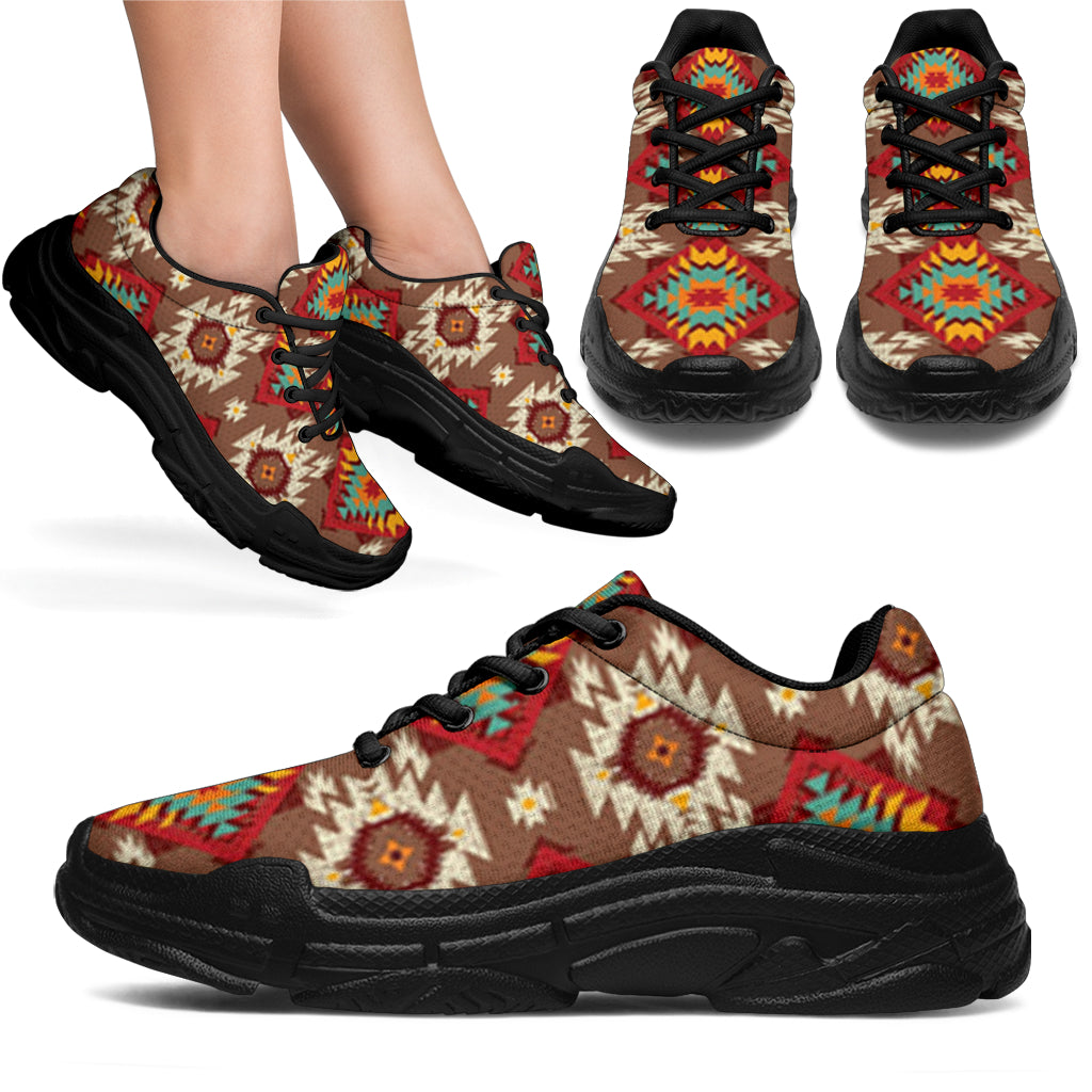 native-american-red-pattern-chunky-sneakers