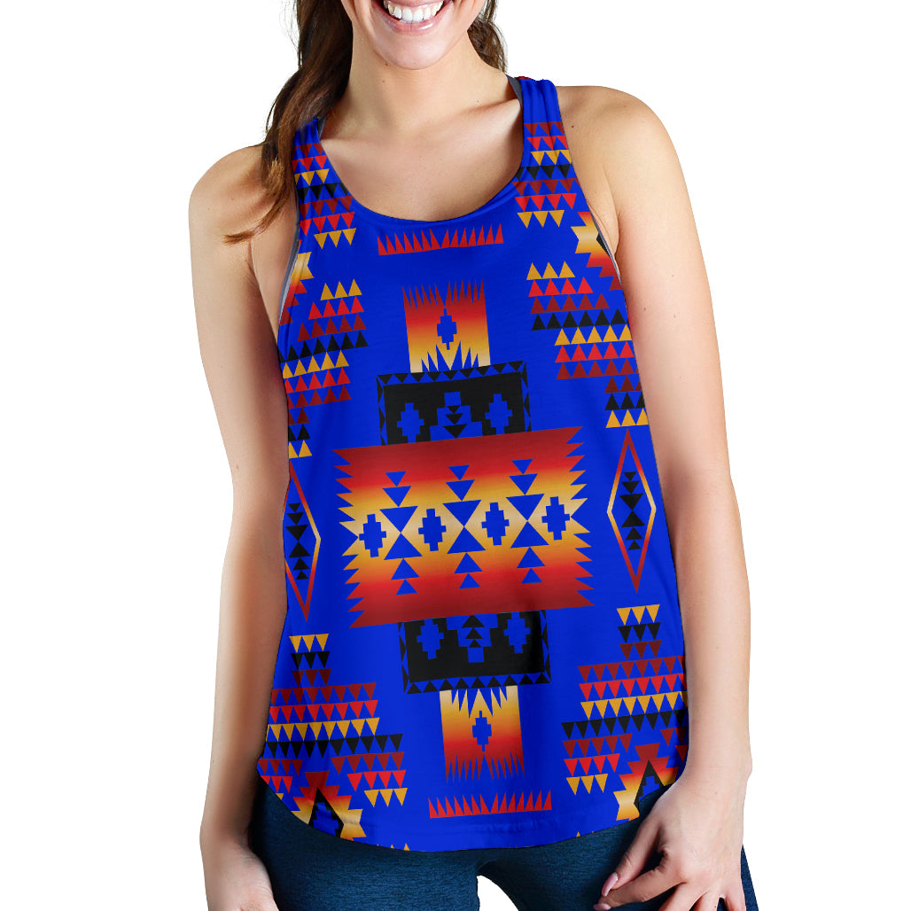 Dark Blue Native Tribes Pattern Native American Women Racerback Tank LT10 - Wonder Print Shop