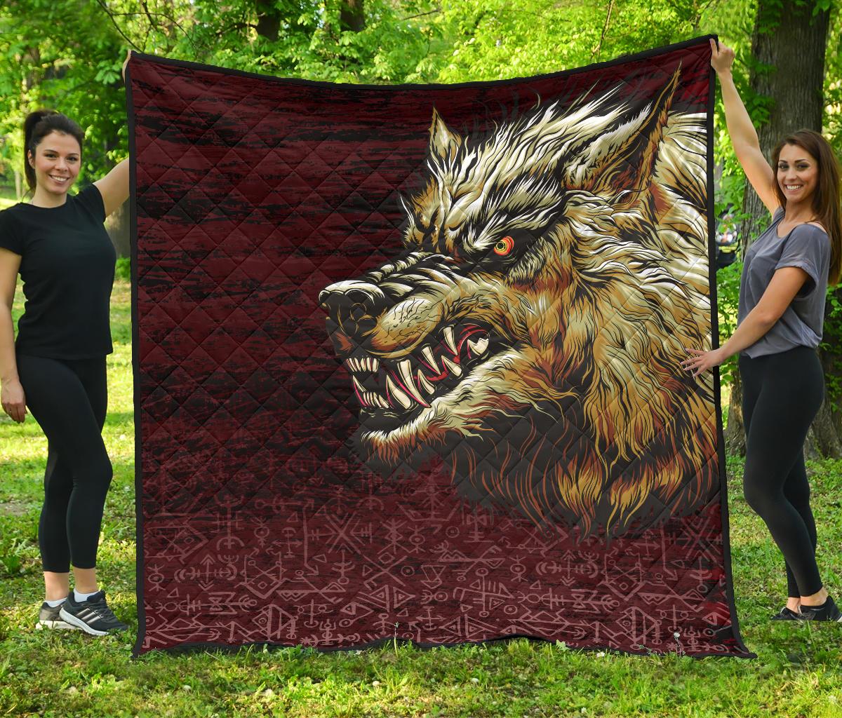 Viking Premium Quilt - Fenrir On The Blood Moon Background RLT12 - Wonder Print Shop