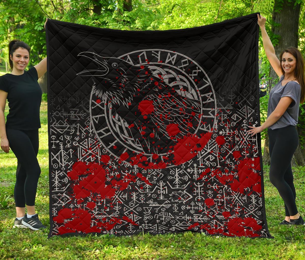 Viking Premium Quilt - Odin Raven Rune Futhark Blood RLT12 - Wonder Print Shop