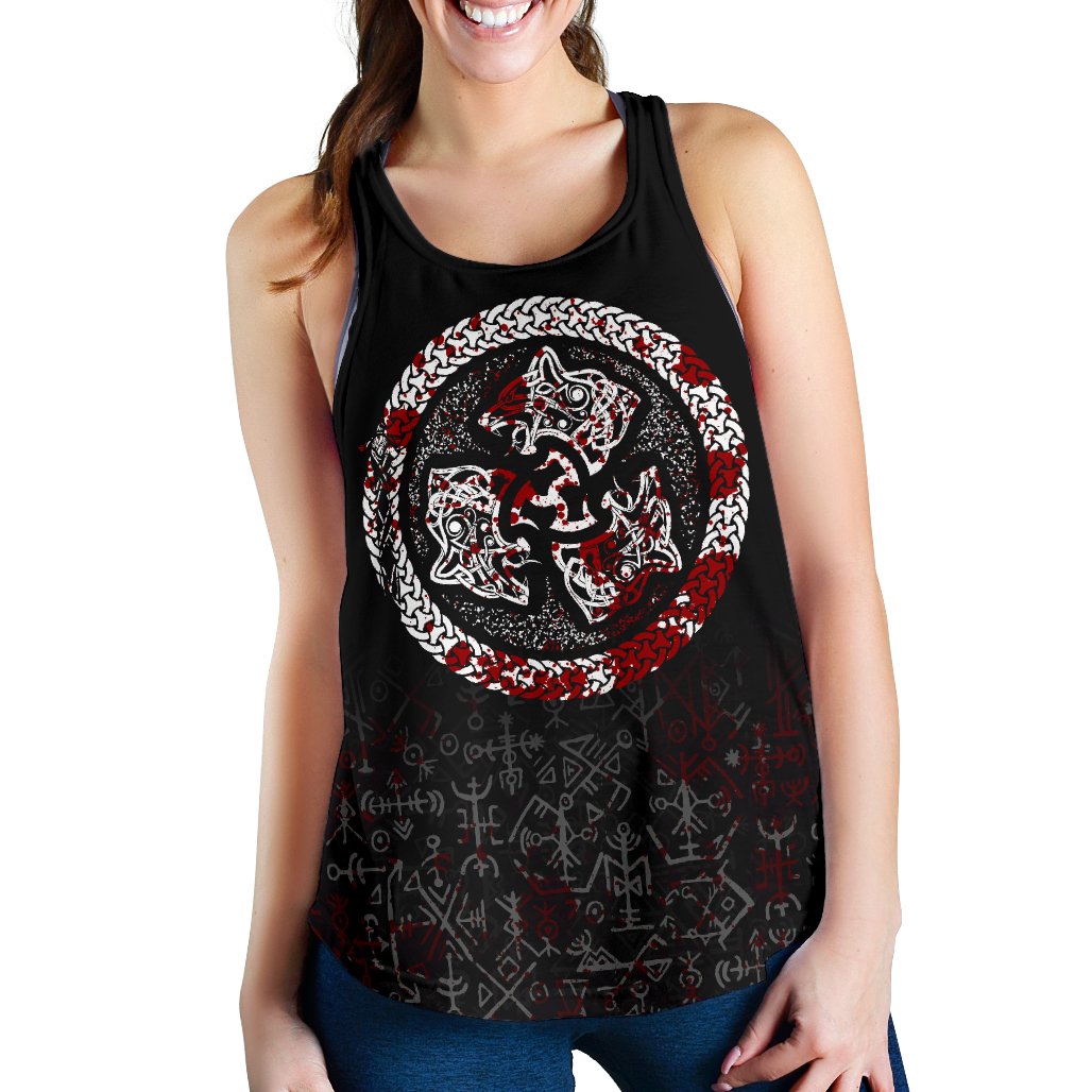 Viking Women's Racerback Tank - Fierce Blood Wolf Symbol Of A Viking Nordic RLT12 - Wonder Print Shop