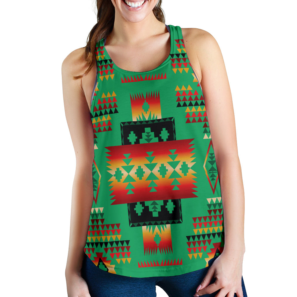 Green Tribe Pattern Native American Women Racerback Tank LT10 - Wonder Print Shop
