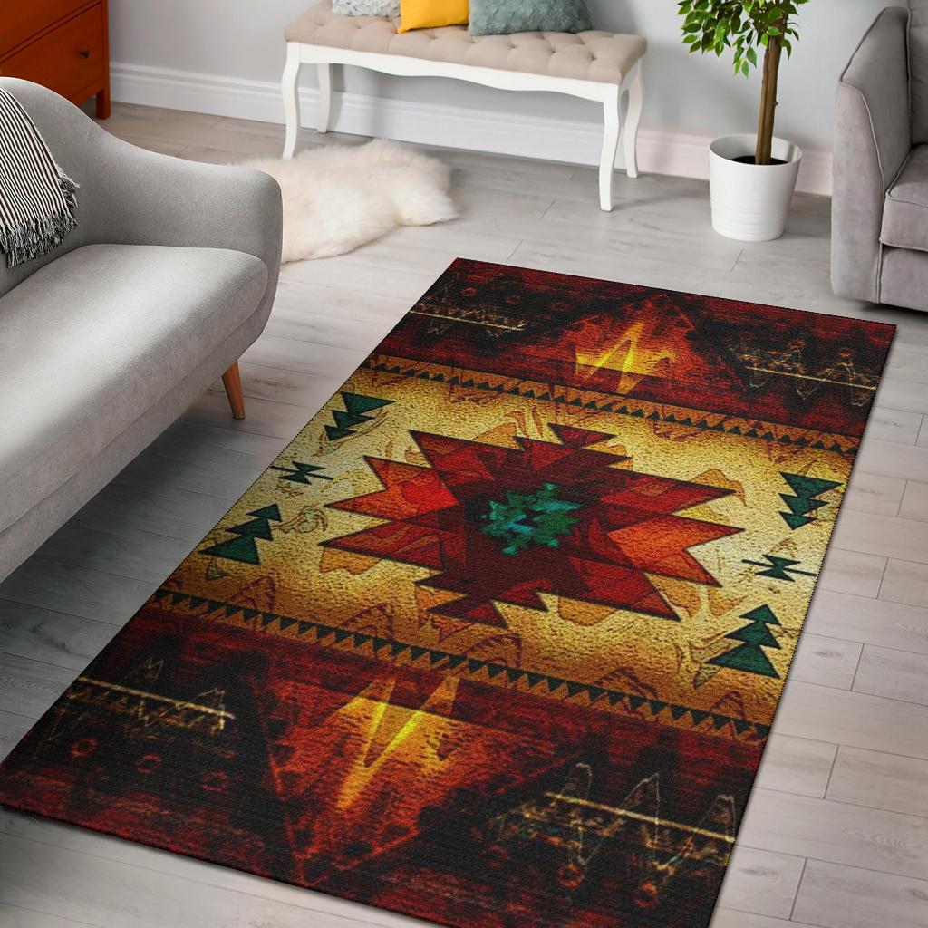 United Tribes Brown Design Native American Area Rug LT10 - Wonder Print Shop