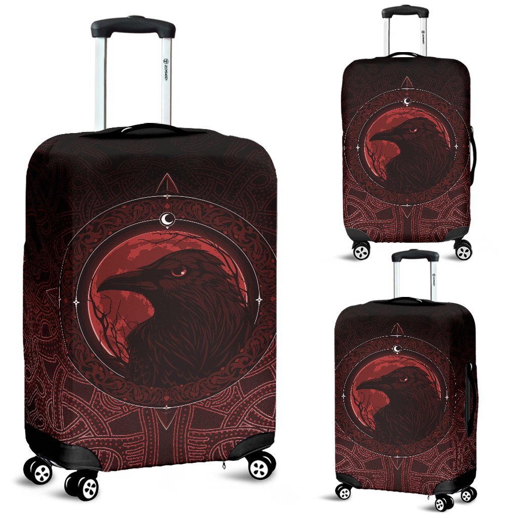 Viking Luggage Cover, Ethnic Odin Raven Red RLT12 - Wonder Print Shop