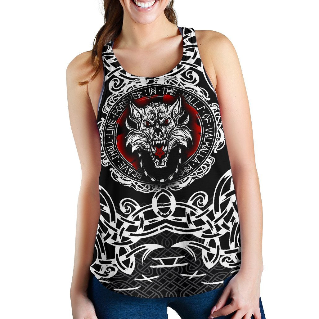 Viking Women's Racerback Tank, Fenrir Wolf RLT12 - Wonder Print Shop