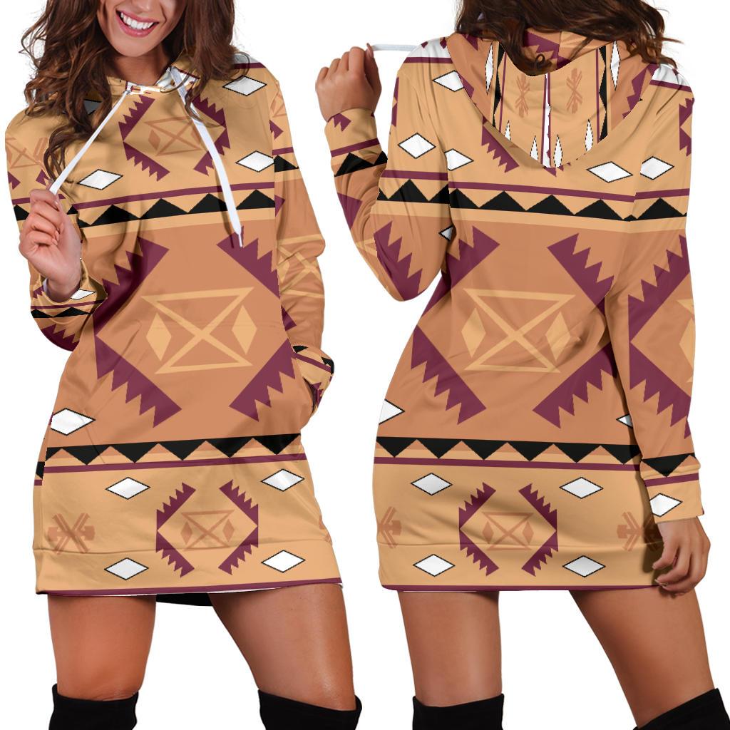 Pink Purple Pattern Native American Hoodie Dress LT10 - Wonder Print Shop