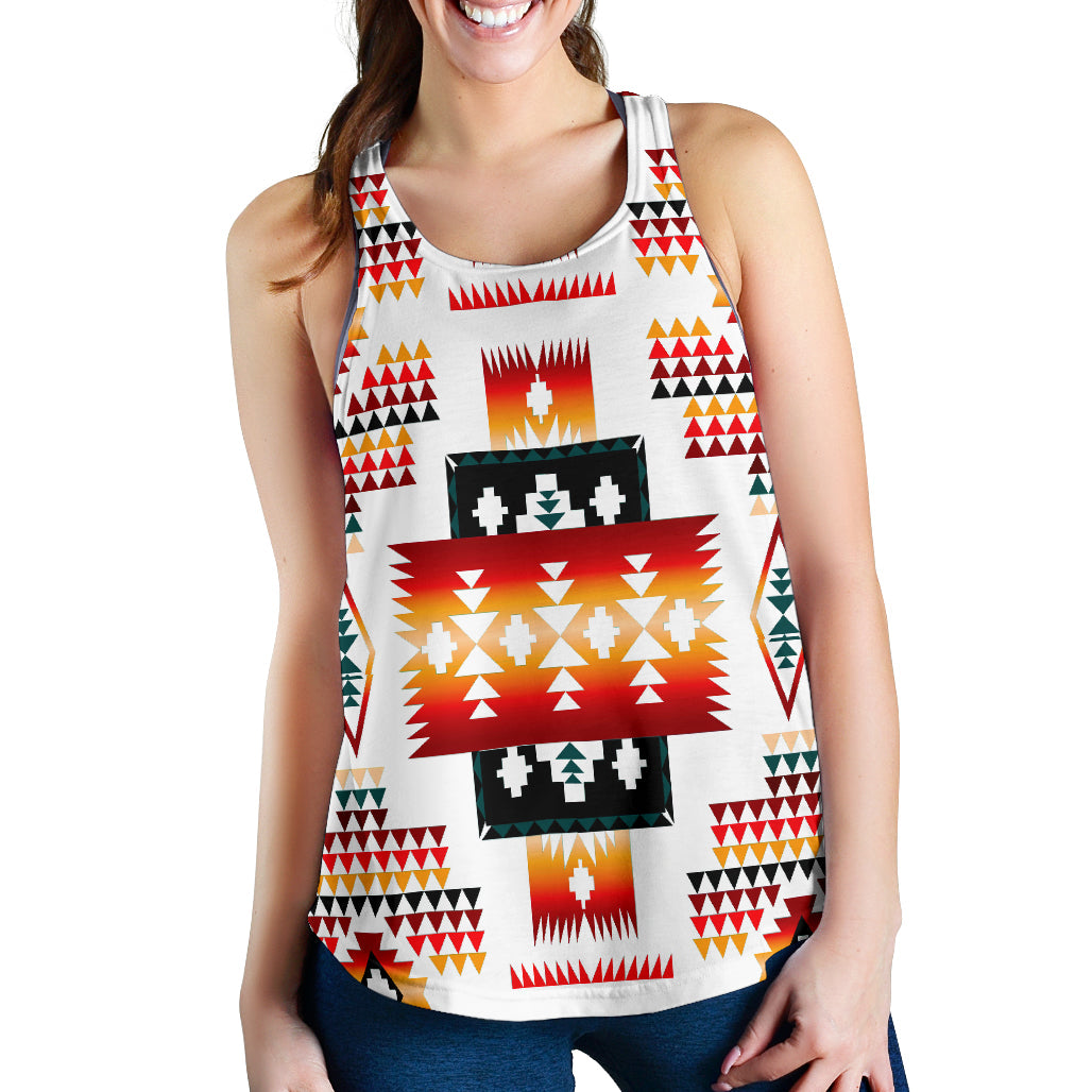 White Tribes Pattern Native American Women Racerback Tank LT10 - Wonder Print Shop