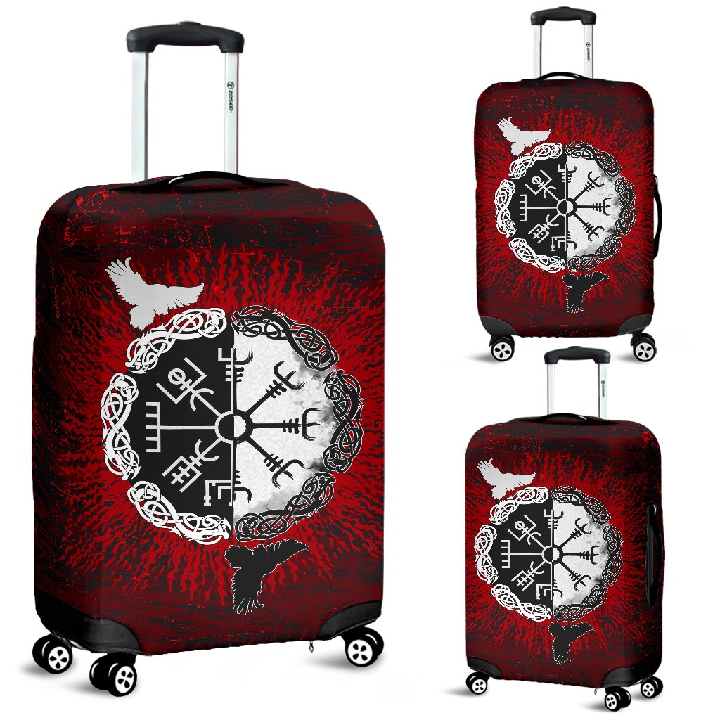 Viking Luggage Covers Raven Of Odin and Symbol Viking On Blood Background RLT12 - Wonder Print Shop