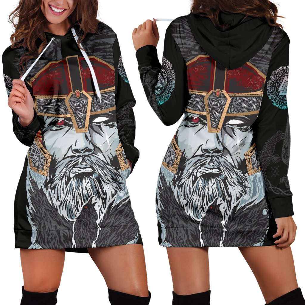 Viking Hoodie Dress Odin Valknut and Triple Horn RLT12 - Wonder Print Shop