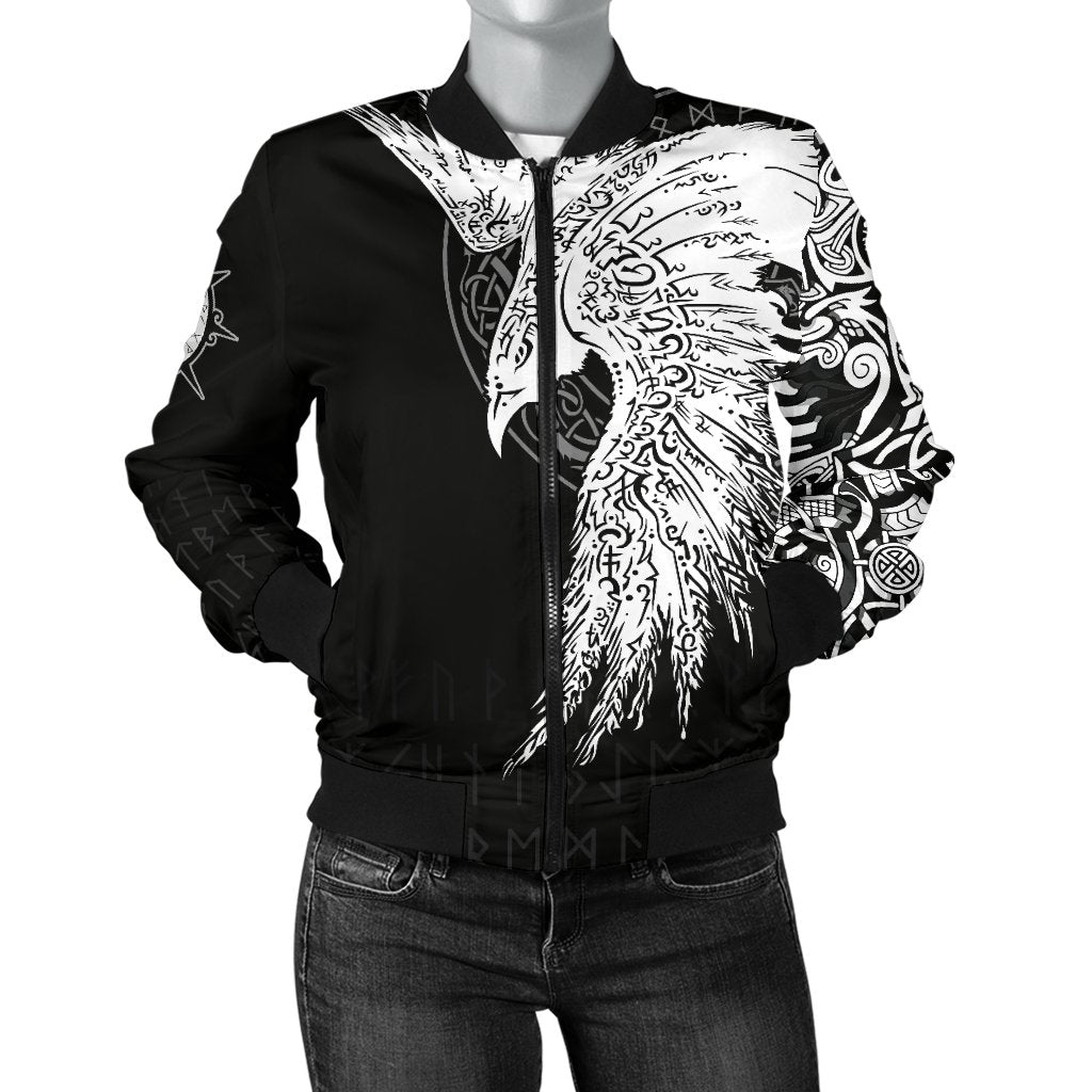 Viking Women's Bomber Jacket Mystical Raven Tattoo Special RLT12 - Wonder Print Shop