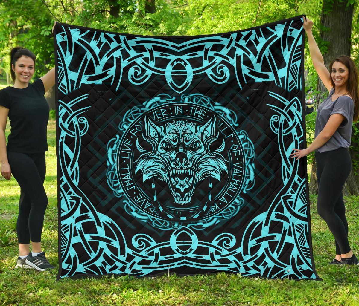 Viking Premium Quilt - Fenrir Viking Cyan 3D RLT12 - Wonder Print Shop
