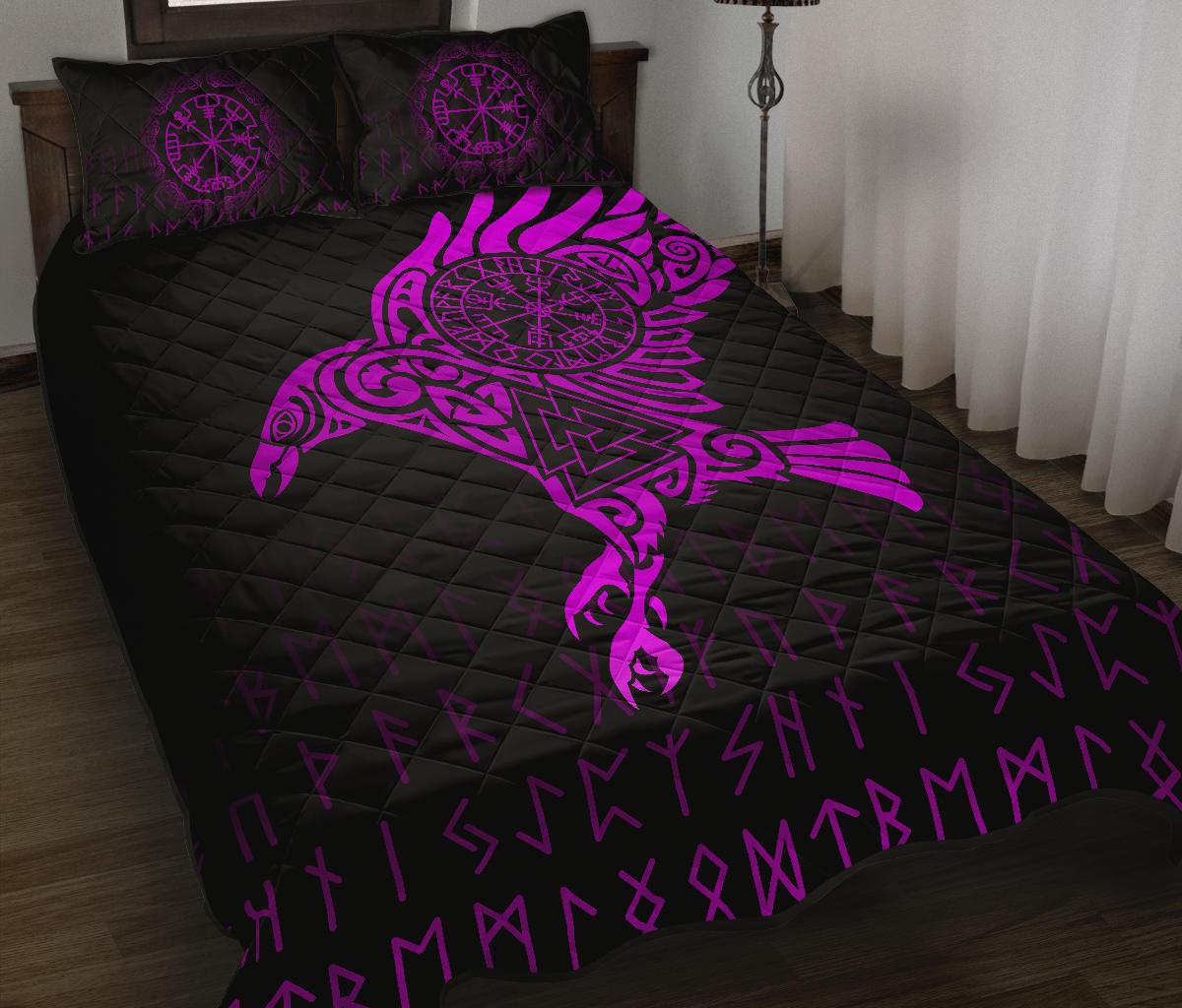 Viking Quilt Bed Set Raven Tattoo - Pink RLT12 - Wonder Print Shop