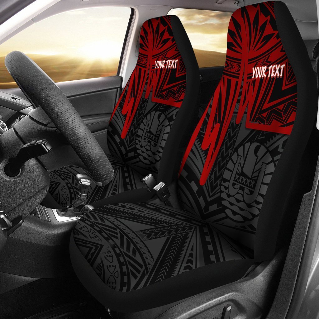 Tahiti Personalised Car Seat Covers - Tahiti Seal In Heartbeat Patterns Style Red - Wonder Print Shop