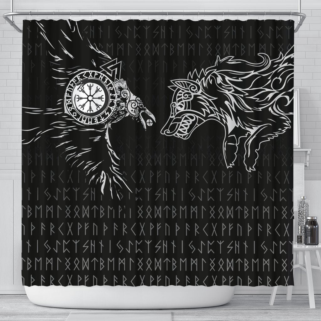 viking-shower-curtain-raven-and-wolf-special-tattoo