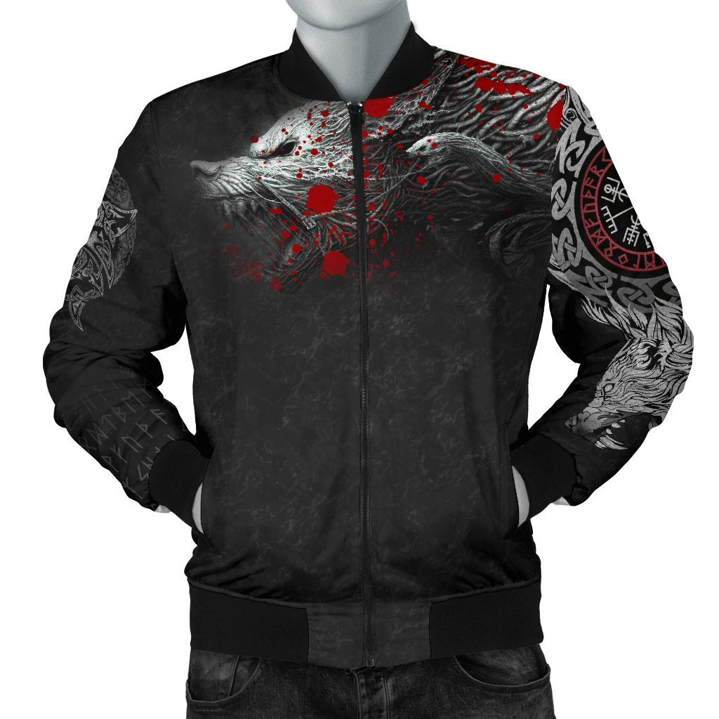 Viking Men's Bomber Jacket, Fenrir Blood RLT12 - Wonder Print Shop