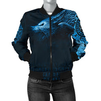 Viking Women's Bomber Jacket, Fenrir Wolf RLT12 - Wonder Print Shop